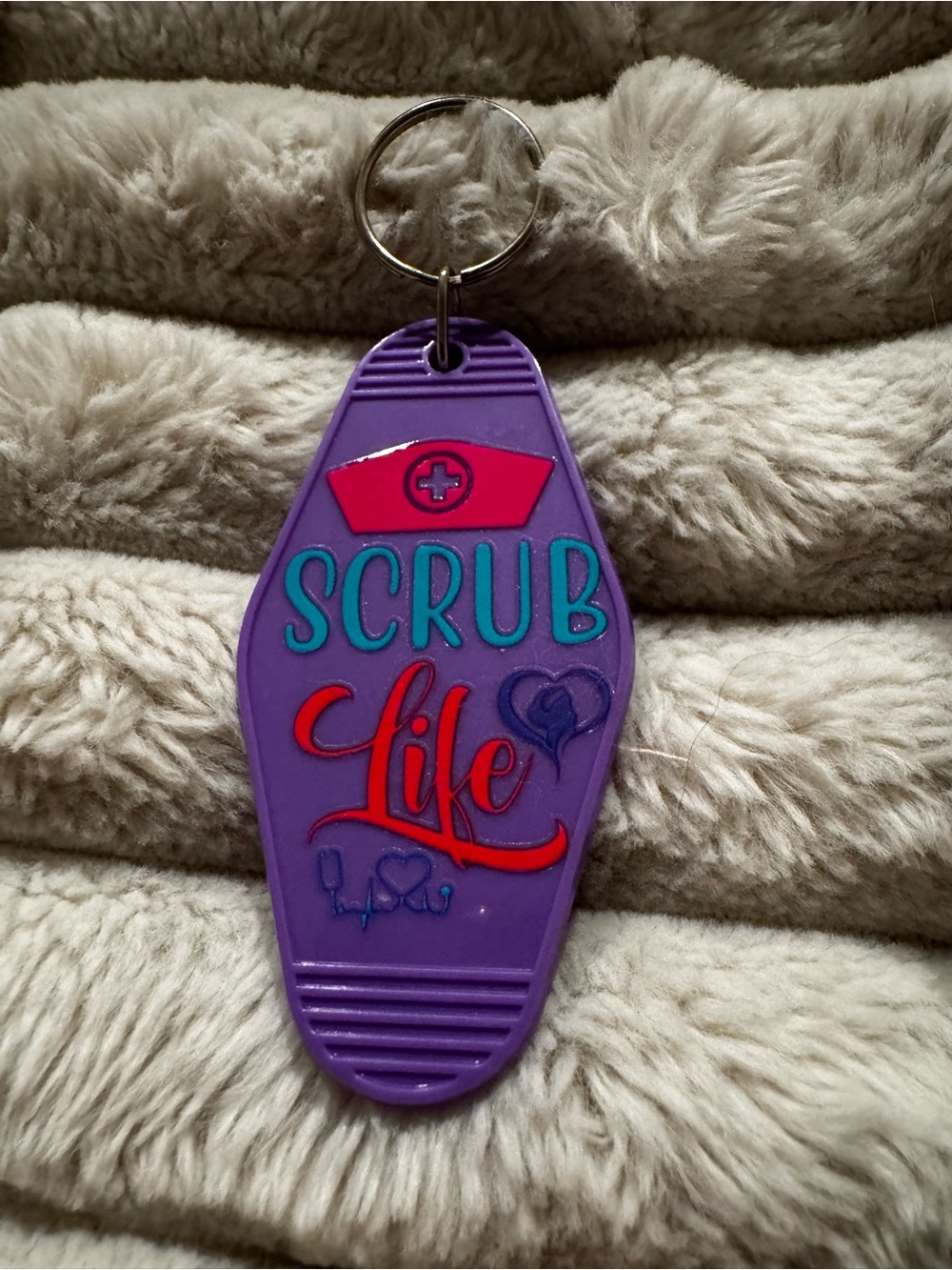 Purple 'Scrub Life' Keychain - Nurse Badge Hotel Keychain